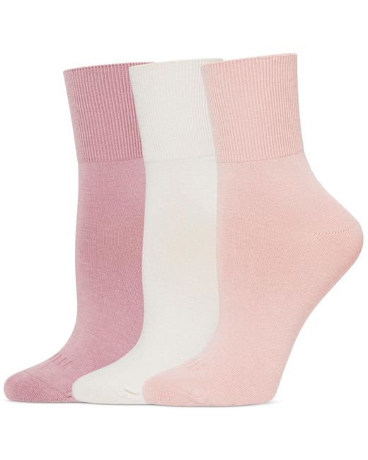 Hue Pink 3-pk. Bobby Ribbed-cuff Crew Socks U23317
