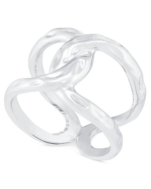 INC International Concepts White Helix Sculptural Ring