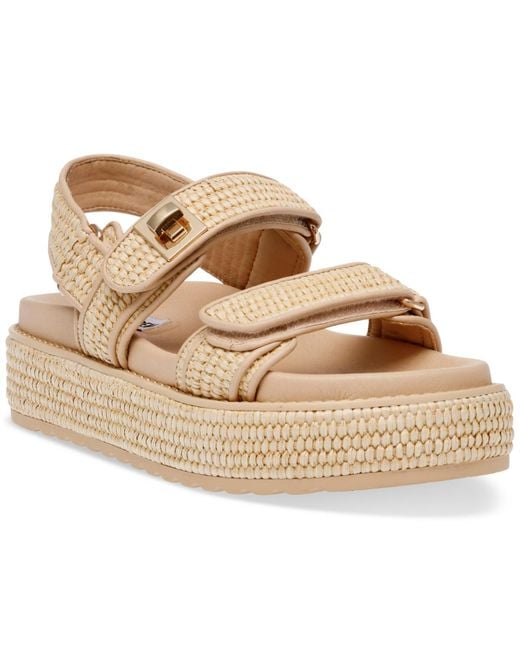Steve Madden Natural Millo Double-Strap Flat Raffia Sandals