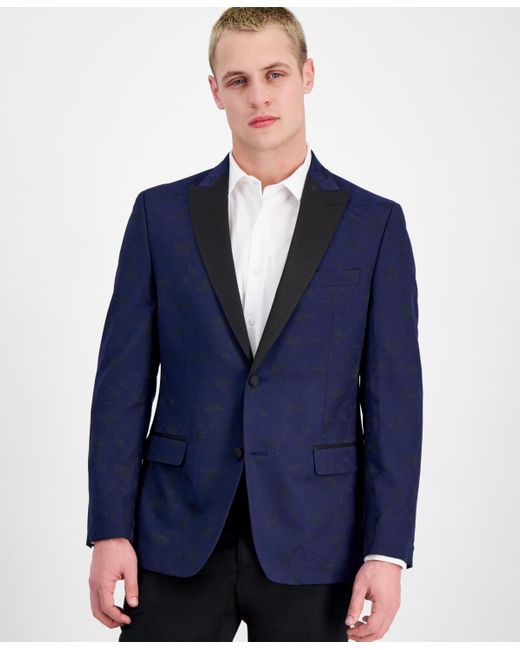 Alfani Blue Slim-fit Floral Evening Jacket for men