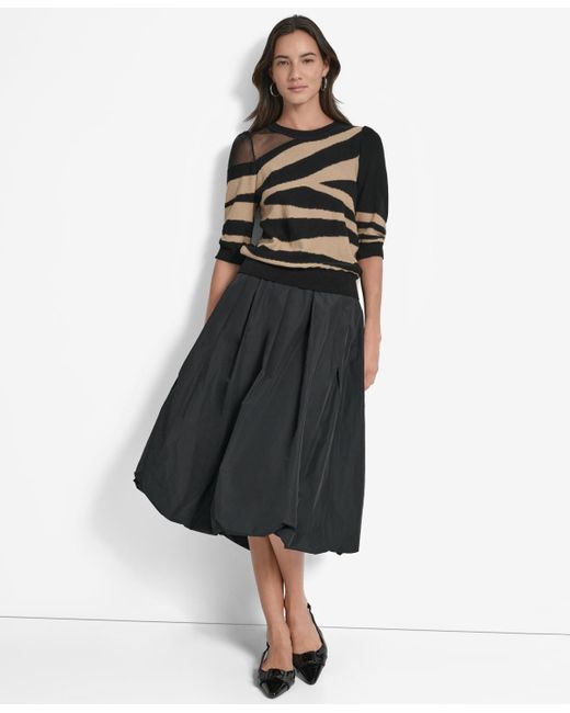 DKNY Black Zebra-print 3/4-sleeve Sweater