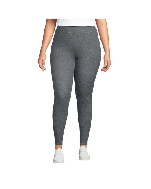 Lands' End Plus Size High Rise Serious Sweats Fleece Lined Pocket leggings  in Gray
