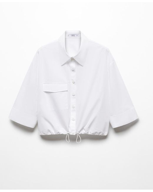Mango White Adjustable Hem Cotton Shirt