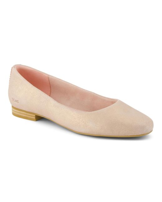TOMS Pink Briella Square Toe Ballet Flats