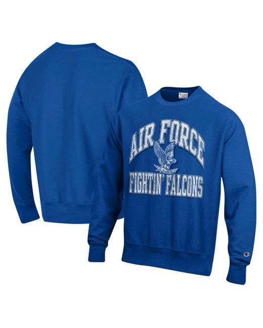 Champion Blue Air Force Falcons Vault Late Night Reverse Weave Pullover Sweatshirt for men