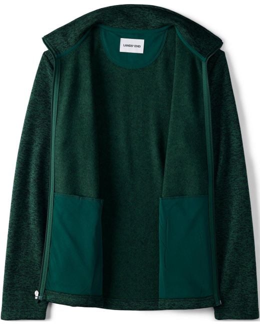 Lands' End Men's Green School Uniform Sweater Fleece Zip Front Jacket