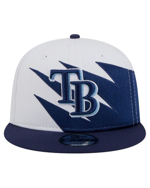 KTZ Blue Navy/white Tampa Bay Rays jagged 9fifty Snapback Hat for men