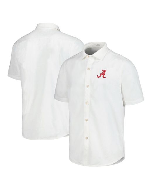 Tommy Bahama White Alabama Crimson Tide Coconut Point Palm Vista Islandzone Camp Button-up Shirt for men
