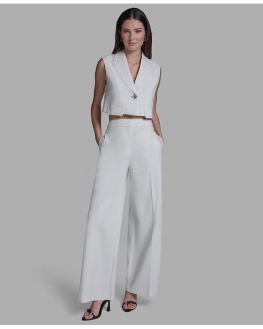 BCBGMAXAZRIA Gray One-button Cropped Vest