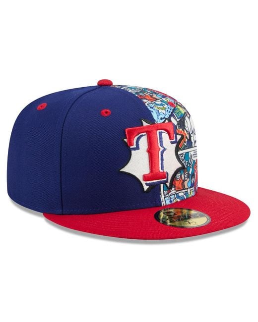 KTZ Blue Royal/red Texas Rangers 2025 Mlb Diamond Hero Edition 59fifty Fitted Hat for men