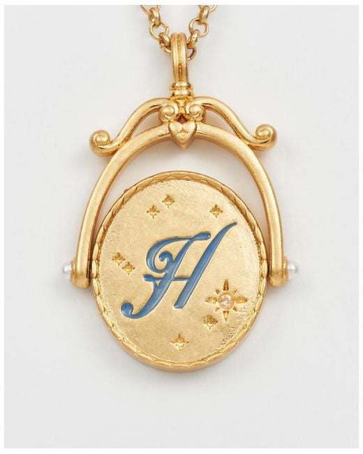 Fable England White Hydrangea Initial Spinner Necklace