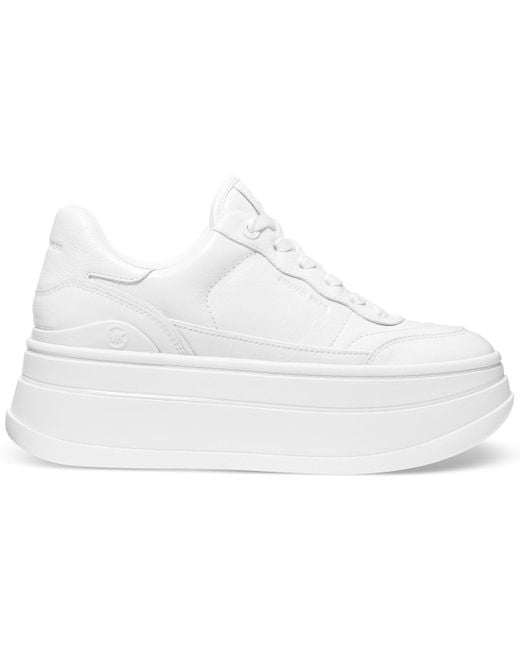 Michael Kors White Michael Hayes Empire Logo Lace-up Platform Sneakers