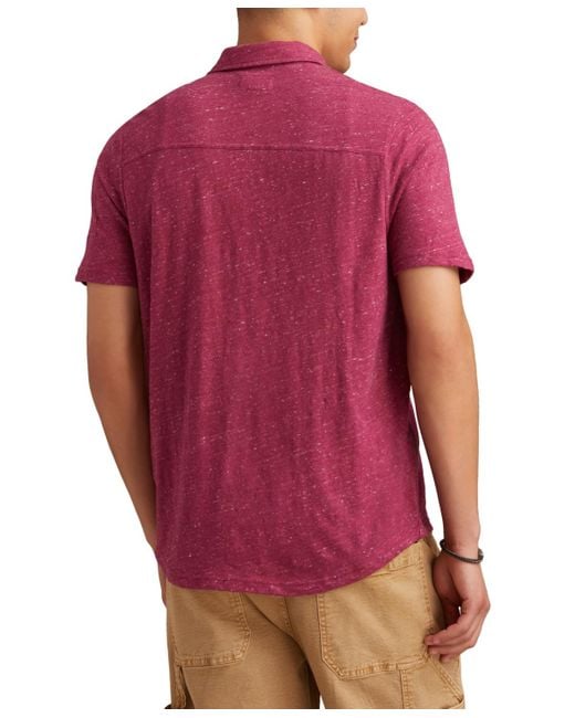Lucky Brand Red Linen Short Sleeve Button Down Shirt for men