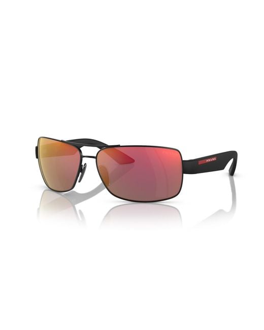Prada Pink Linea Rossa Rectangle Sunglasses for men