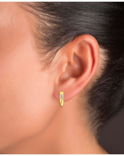 Macy's Metallic 2-pc. Set Cubic Zirconia Double Hoop & Graduated Baguette Stud Earrings