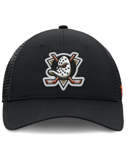 Fanatics Black Anaheim Ducks Authentic Pro Home Ice Trucker Adjustable Hat for men