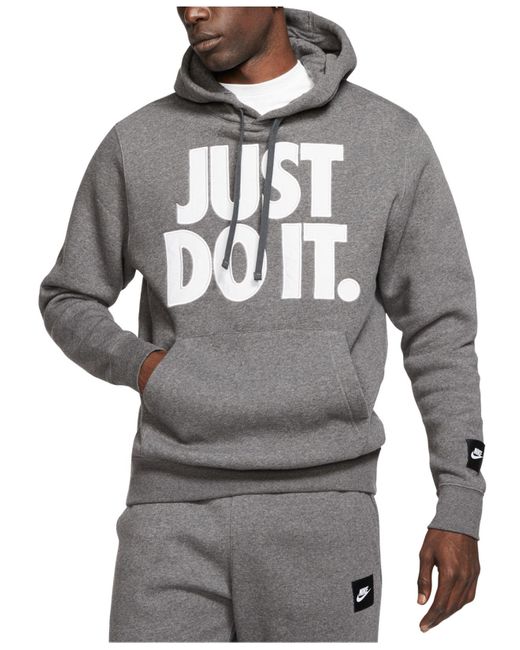 Nike Gray Sportswear Just Do It Fleece Pullover Hoodie for men