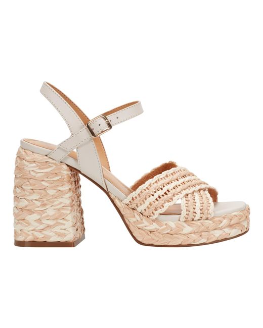 Marc Fisher Metallic Juliey Woven Block Heel Platform Sandals