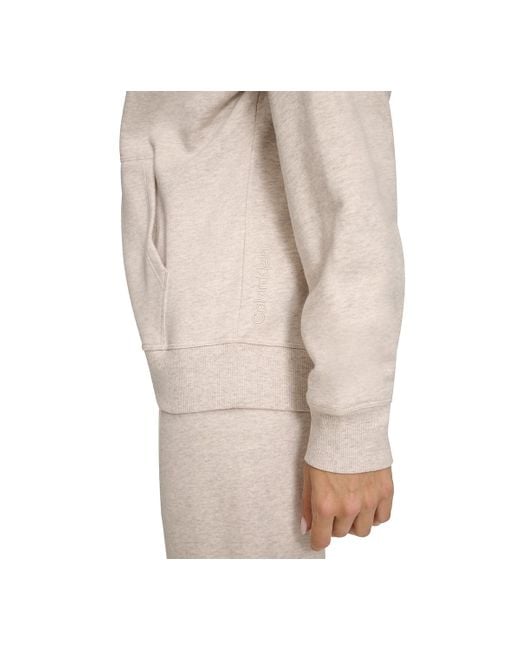 Calvin Klein Natural Fleece Crop Zip-front Long-sleeve Hoodie