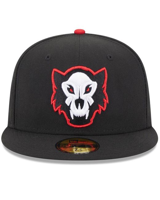 KTZ Black Erie Seawolves Authentic Collection Alternate Logo 59fifty Fitted Hat for men
