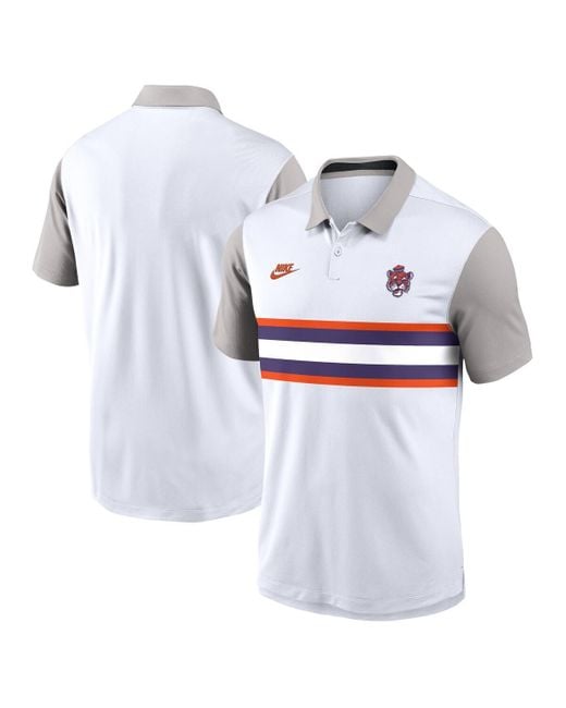 Nike White/gray Clemson Tigers Athletic Prep Legacy Logo Vapor Performance Polo Shirt for men