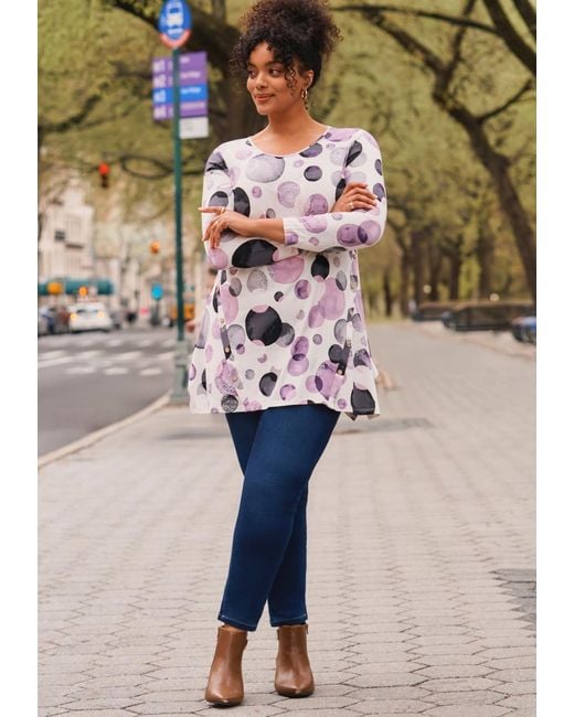 Avenue White Plus Size Leisure Button Tunic