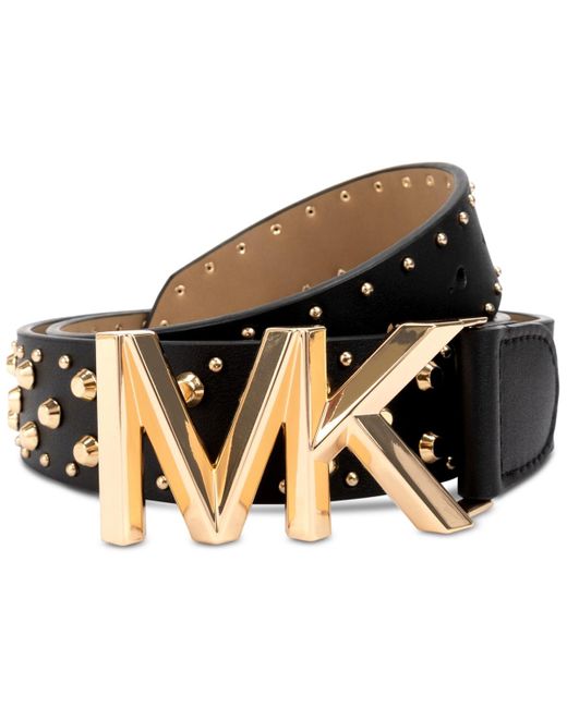 Michael Kors Black Michael Astor Studded Leather Belt