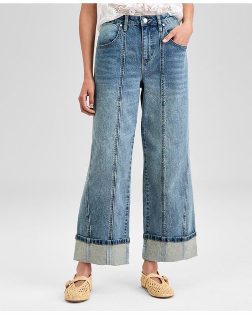 And Now This Blue High-rise Seamed Cuffed Jeans