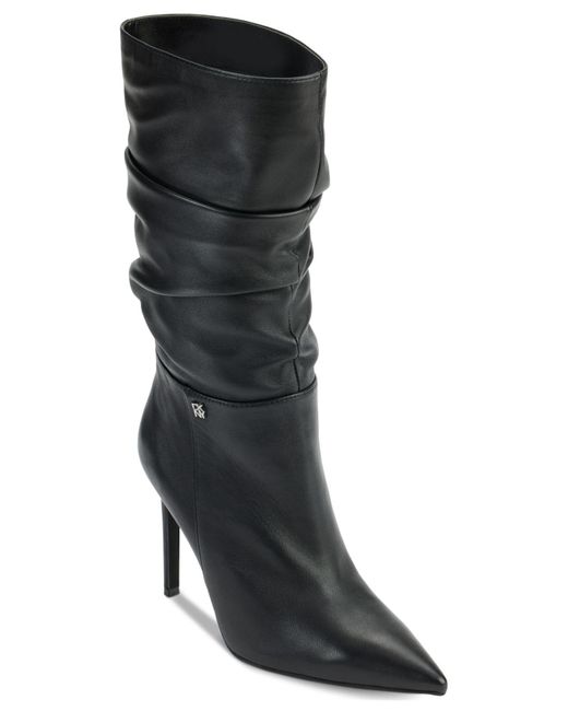 DKNY Rubber Maliza Pointedtoe Slouch Boots in Black Lyst