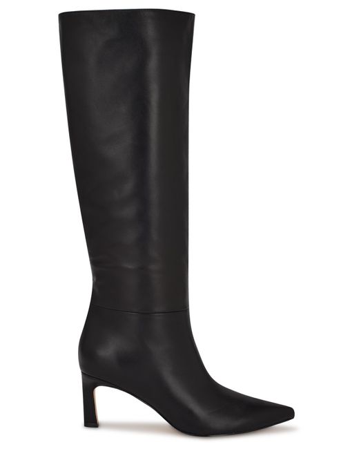 Nine West Black Lorthey Wide Calf Tall Stiletto Dress Boots