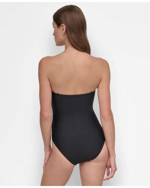 DKNY Black Shirred One-piece Swimsuit