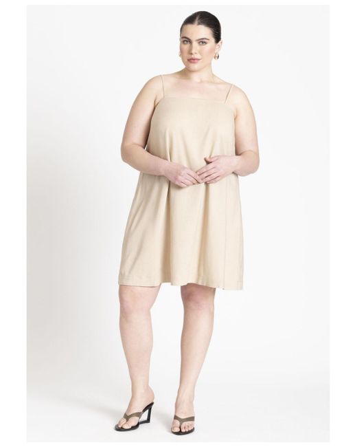 Eloquii Natural Plus Size Relaxed Square Neck Mini Dress