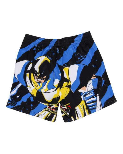 Lids Blue Wolverine Comic Big Print Mesh Shorts for men