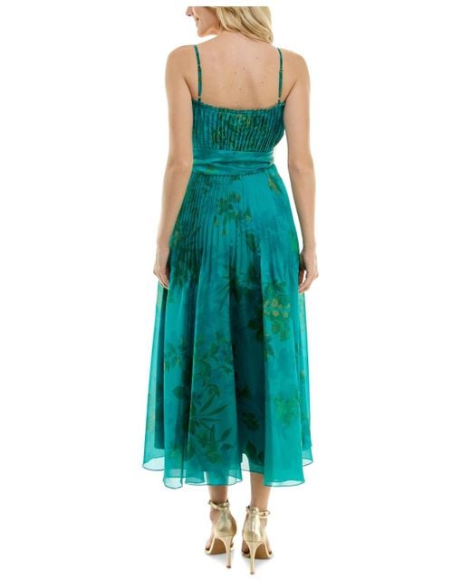 Taylor Green Printed Pleated Gown