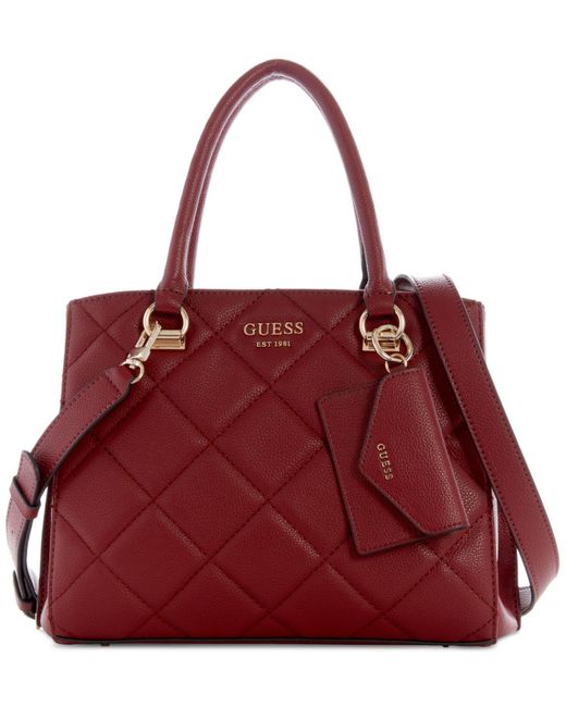 Guess Synthetic Fantine Quilted Girlfriend Satchel in Merlot (Red) Lyst