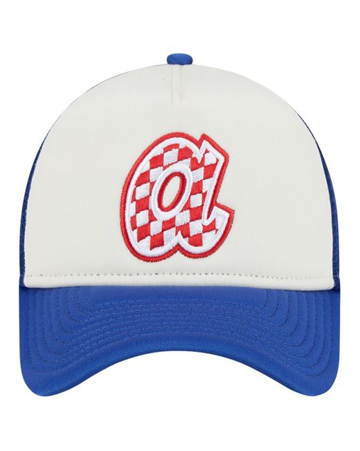 KTZ Blue White/royal Atlanta Braves Checkered Flag A-frame Trucker 9forty Adjustable Hat for men