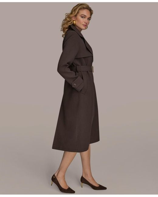 Donna Karan Brown Belted Notched-collar Trench Coat