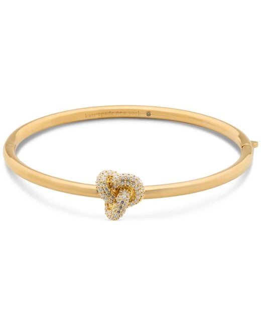 Kate Spade Metallic Gold-tone Pave Double Knot Bangle Bracelet