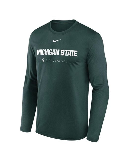 Nike Green Michigan State Spartans 2025 Courtside Basketball Shootaround Legend Dri-fit Long Sleeve T-shirt for men