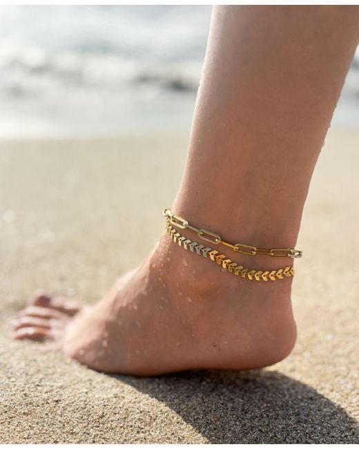 Adornia Metallic Plated Adjustable Fishtail Chain Anklet