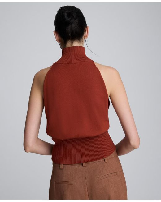 Kenneth Cole Brown Sleeveless Mock Neck Top