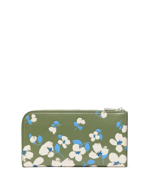 Kate Spade Green Devin Painterly Bouquet Zip Around Continental Wallet