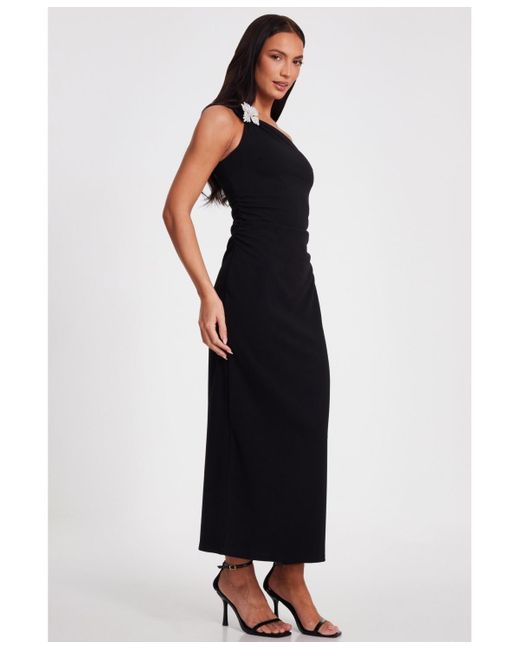 Quiz Black Asymmetric Scuba Crepe Maxi Dress