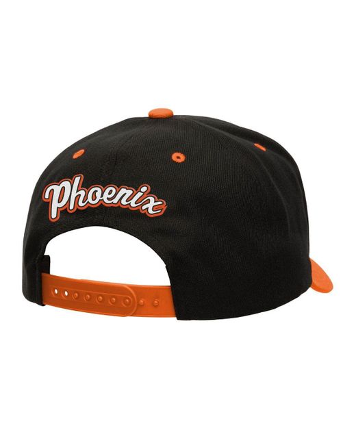 Mitchell & Ness Black/orange Phoenix Suns Backside Script Two-tone Pro Crown Adjustable Hat for men