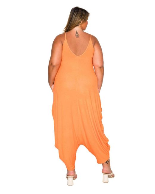 L I V D Orange Plus Size Quinn Pocket Jumpsuit