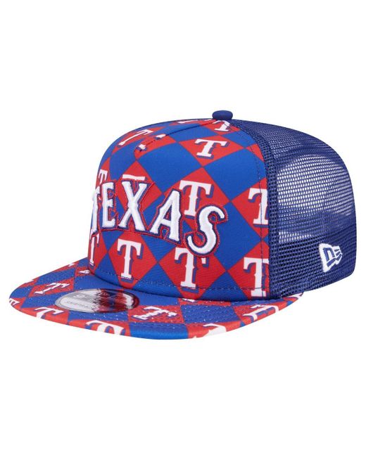 KTZ Blue Texas Rangers Seeing Diamonds A-frame Trucker 9fifty Snapback Hat for men