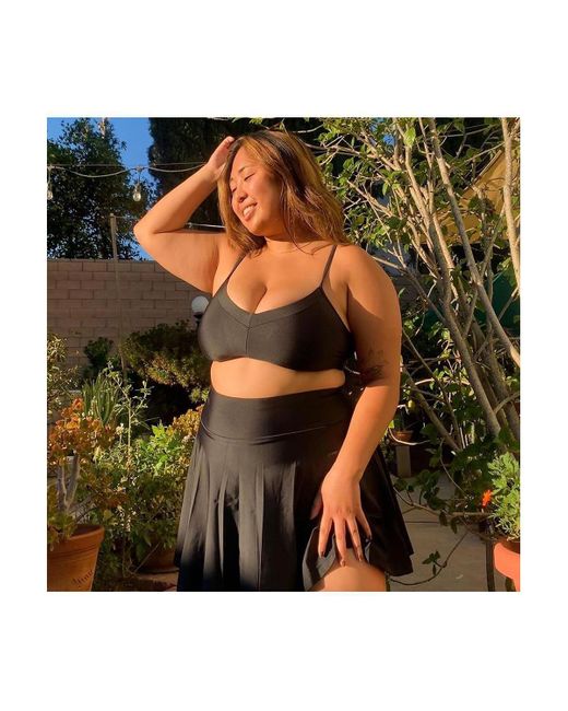 Calypsa Black Plus Size Flowy Swim Skirt With Attached Shorts