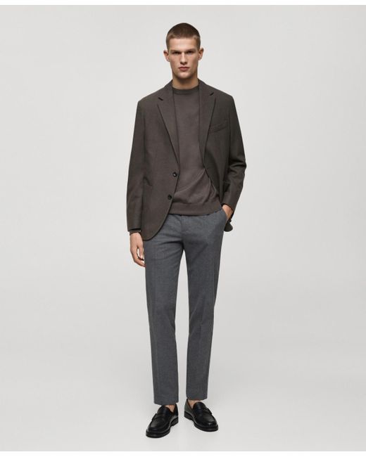 Mango Gray Regular-fit Flannel Trousers for men