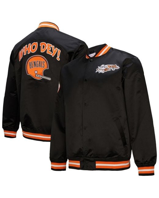 Mitchell & Ness Black Cincinnati Bengals Double Down Satin Full-snap Jacket for men