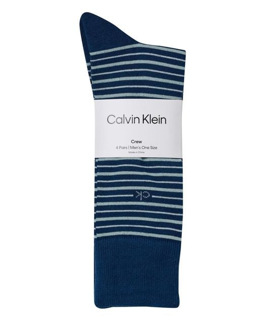 Calvin Klein Blue 4-pack Assorted Crew Socks Set for men